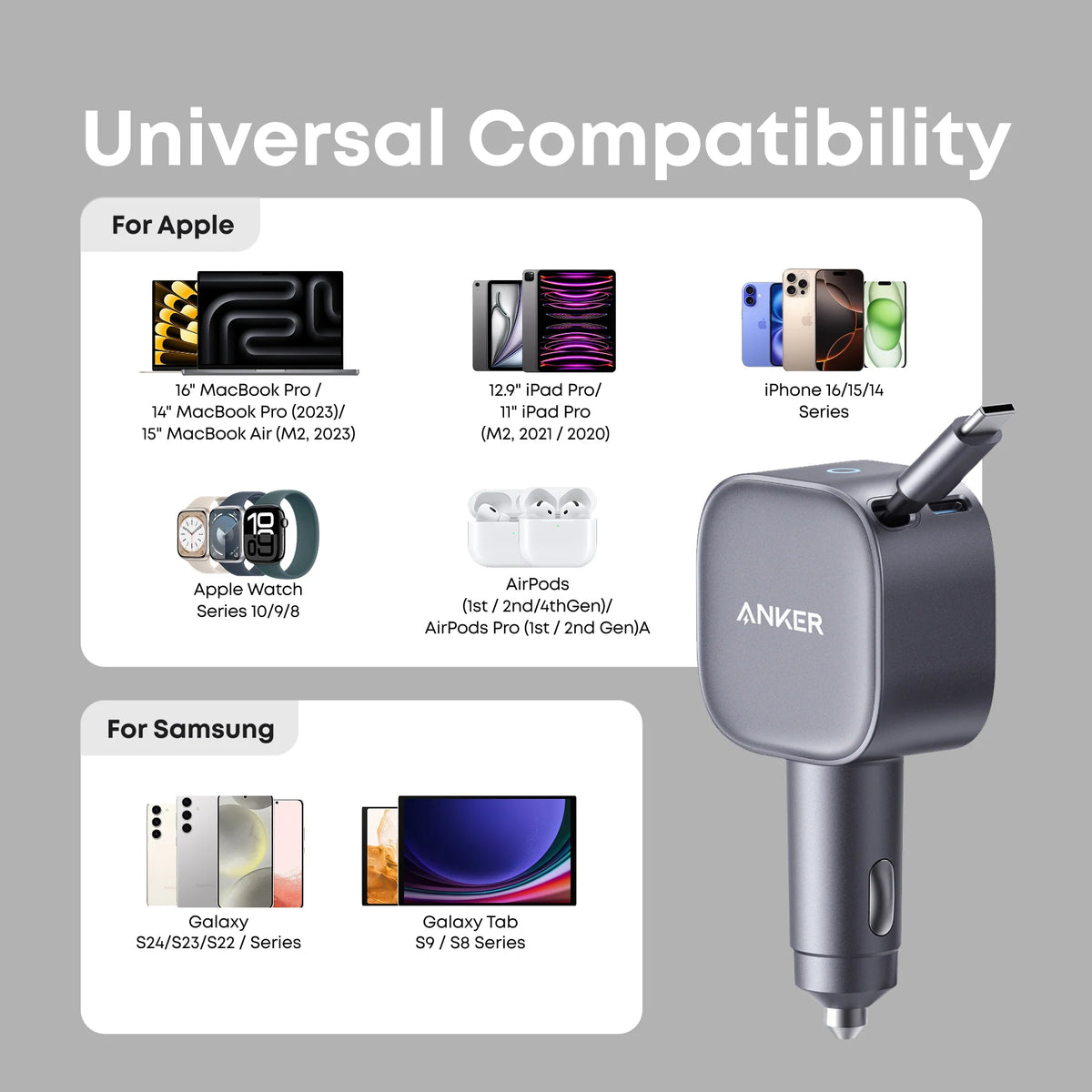 Anker Nano 75W Car Charger with Retractable USB-C Cable | A2738HA2 - Image 5