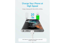 Anker 322 USB-C to USB-C white cable, durable fast charging, compatible with USB-C devices | Keans Claremorris