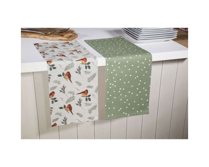 Robin Spot Christmas Tea Towels – Set of 2 | 45 x 65cm 25585 - Image 1