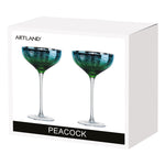 Load image into Gallery viewer, Set of 2 Peacock Champagne Saucers
