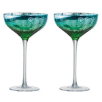 Load image into Gallery viewer, Set of 2 Peacock Champagne Saucers
