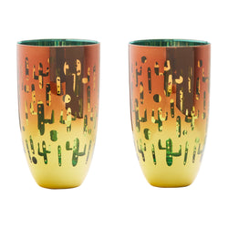 Set of 2 Fiesta Hiball Tumblers with mirrored amber and blue finish, hand-blown glass, 50cl capacity – Keans Claremorris