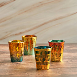 Set of 4 colorful Fiesta shot glasses, perfect for parties and gifts – available at Keans Claremorris.