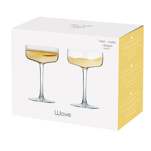 Set of 2 Wave Champagne Saucers Gold