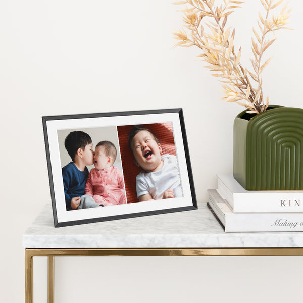 AURA Carver 10.1" WiFi Digital Picture Frame in Gravel with Mat White – sleek design, UKA900-MBLK | Keans Claremorris