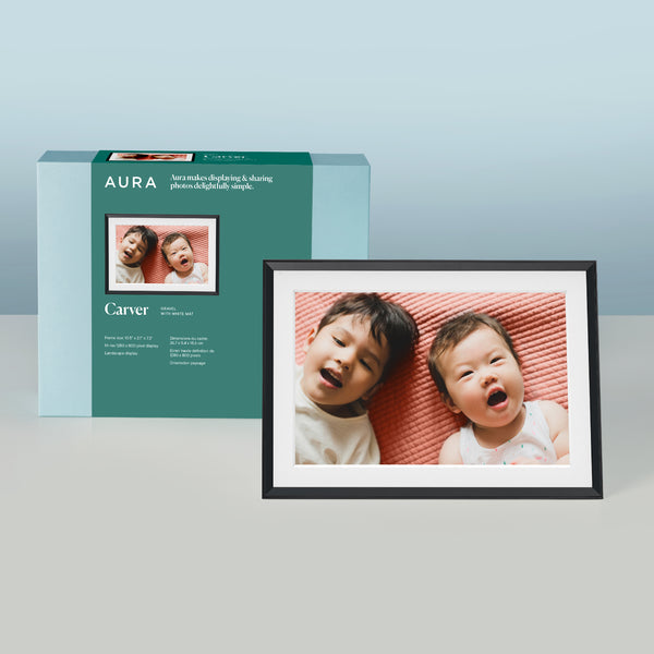 AURA Carver 10.1" WiFi LCD Digital Picture Frame in Gravel with Mat White – sleek design, Keans Claremorris