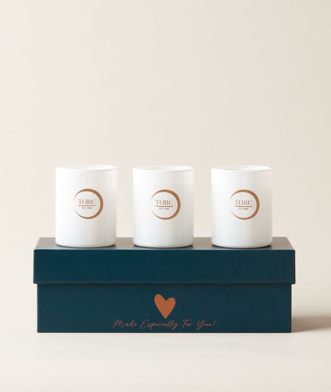TORC Teal Votive Candle Gift Set with Wild Bergamot, Cinnamon Clove, Jasmine Amber scents, vegan and cruelty-free – Keans