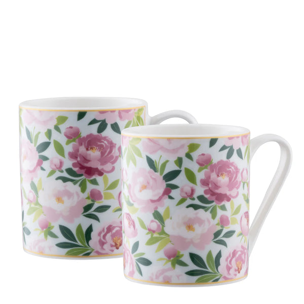 Aynsley Pink Peony Mugs – Pair