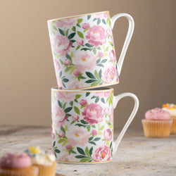 Aynsley Pink Peony Mugs – Pair