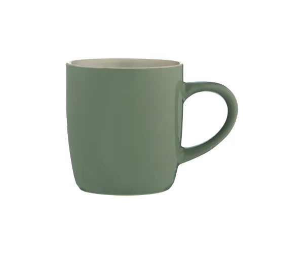 Accents Sage Green 33cl stoneware mug with cream interior, microwave and dishwasher safe – Keans Claremorris.