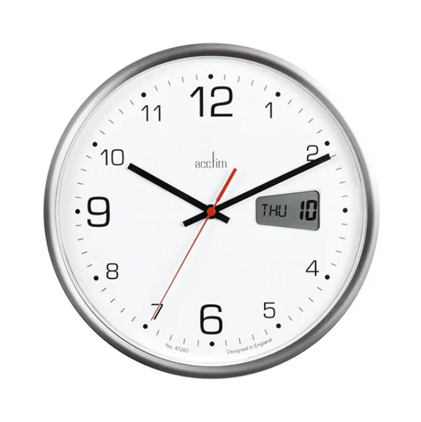 Actim White Wall Clock - with Calendar Keans Claremorris