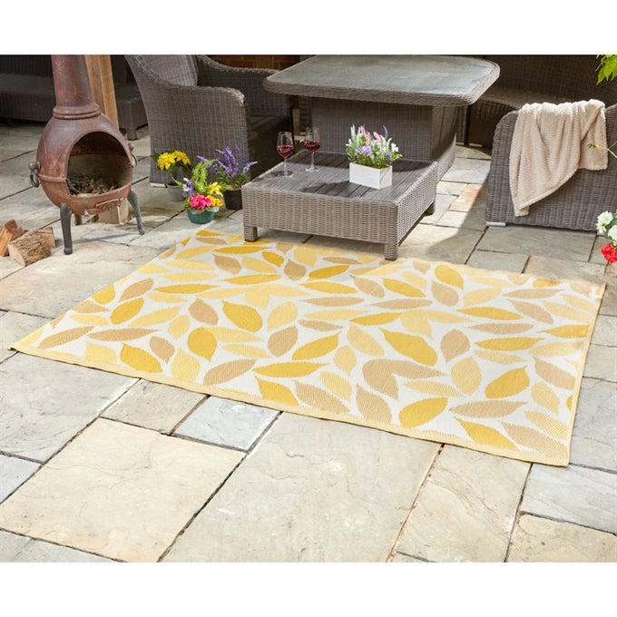 Alfresco Mats - FloraLeaves - Yellow - 180x240cm Keans Claremorris