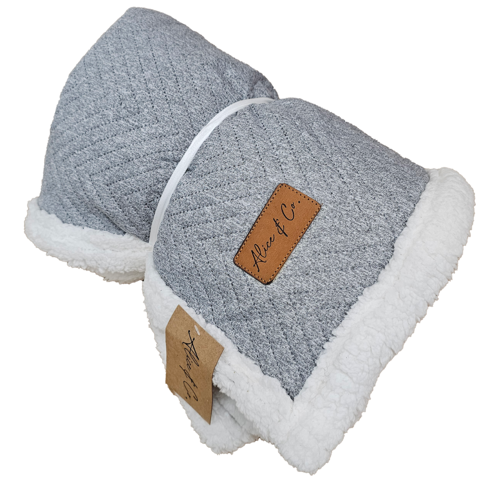 Grey Alfie pet blanket with faux sherpa lining, soft polyester blend, 125x150cm, cozy comfort by Keans Claremorris