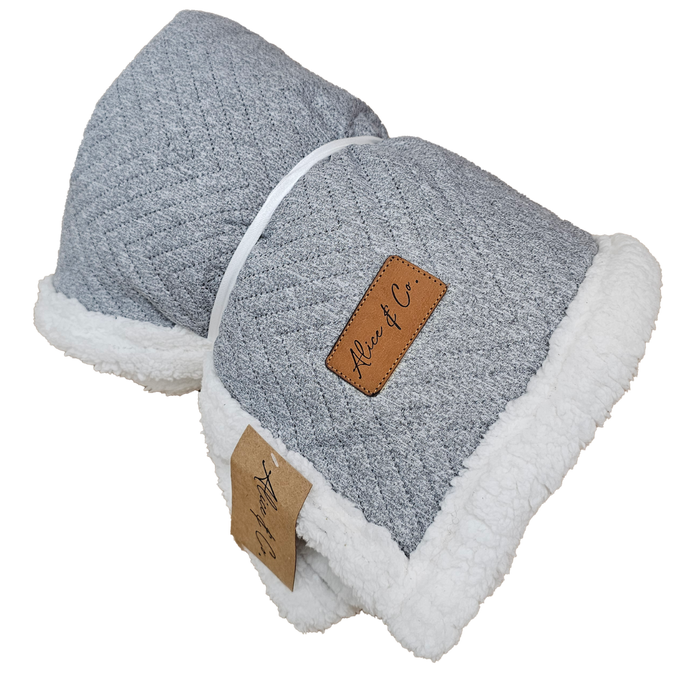 Grey Alfie pet blanket with faux sherpa lining, soft polyester blend, 125x150cm, cozy comfort by Keans Claremorris