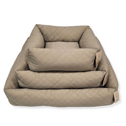 Lottie Large Brown Quilted Dog Bed with non-slip base, soft cushion, high sides for comfort – Keans Claremorris