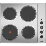 Amica AHE6000SS 4-ring stainless steel electric solid hob with 6 power levels, rapid zones, side controls – Keans Claremorris