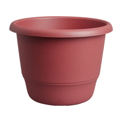 Amiga Round 40cm Theatre Red outdoor flowerpot, recycled plastic, frost-resistant, drainage holes – Keans Claremorris