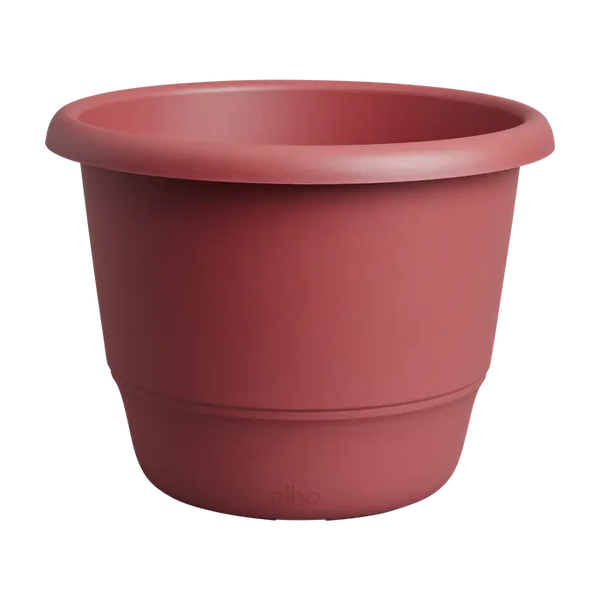 Amiga Round 40cm Theatre Red outdoor flowerpot, recycled plastic, frost-resistant, drainage holes – Keans Claremorris