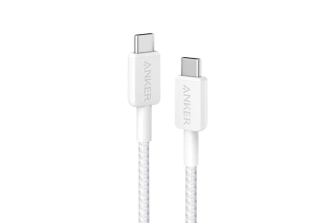 Anker 322 USB-C to USB-C cable in white, high-speed charging, durable with 12,000 bend lifespan – Keans Claremorris