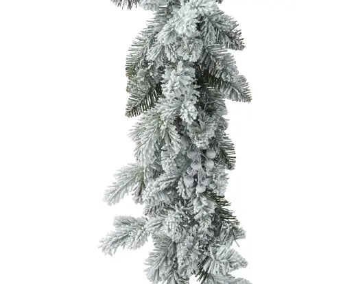 Aspen Garland Snowy Glitter Indoor, Green/White D.25 cm x L.270 cm Keans Claremorris