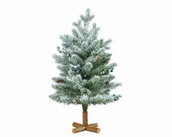 Aspen Mini Tree Snowy Glitter Indoor, Green/White D.38 cm x H.60 cm Keans CLaremorris