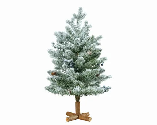 Aspen Mini Tree Snowy Glitter Indoor, Green/White D.38 cm x H.60 cm Keans CLaremorris