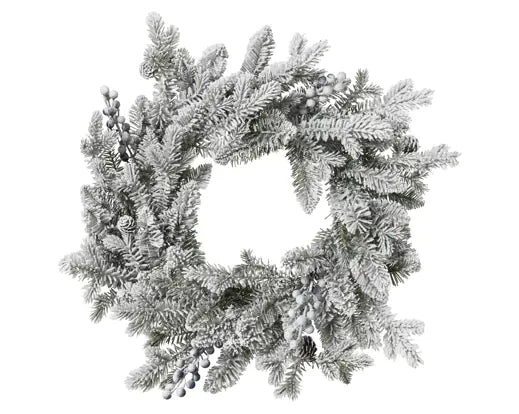 Aspen Wreath Snowy Glitter Indoor, Green/White D.50 cm x H.8 cm Keans Claremorris