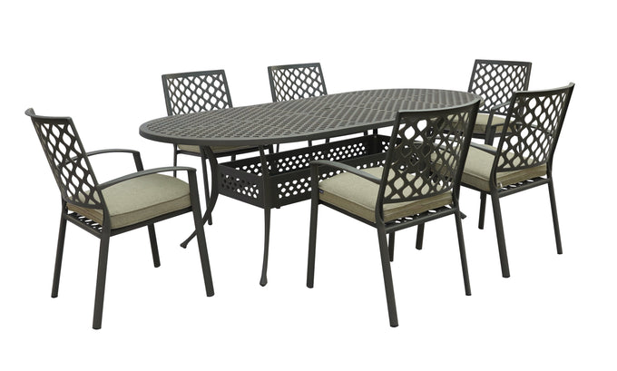 Avebury 6 Seat OVAL Outdoor Dining Table Set - Image 6