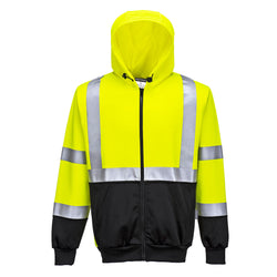 Hi-VIS Contrast Zipped Hoodie Yellow