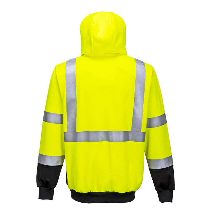Hi-VIS Contrast Zipped Hoodie Yellow - Image 2