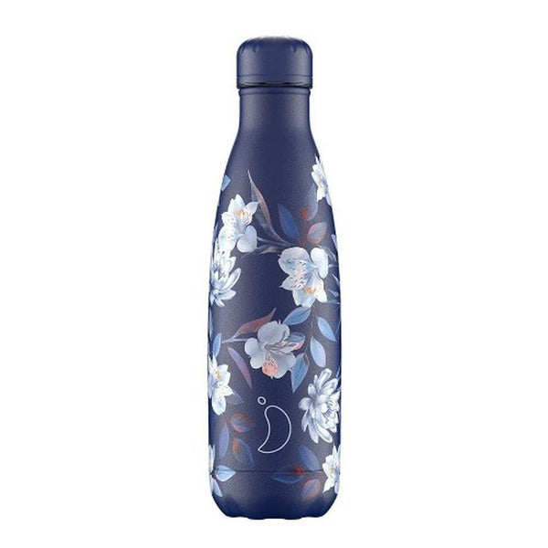 Xb327 Chilly'S 500ml Water Bottle Floral Fleurs Bleues