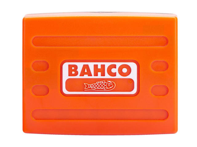 Closed orange plastic case with Bahco logo for 1/4 inch ratchet socket set.