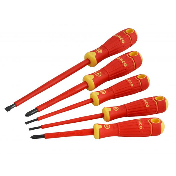 Bahco B220.015 5-piece insulated screwdriver set, safe up to 1,000V, ergonomic grip, chrome-plated blades – Keans Claremorris