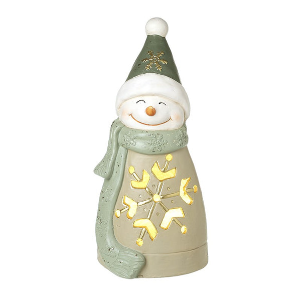 Green Light-Up Ceramic Snowman 39.7cm