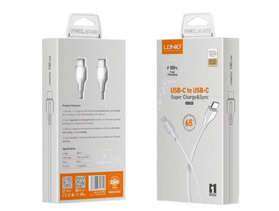 LD 65W 2m Type-C to Type-C fast charging cable, durable, compatible with all phones - Keans Claremorris