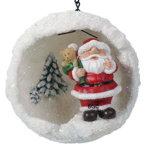 Hanging PF Santa Snowball G - 6cm - Image 1