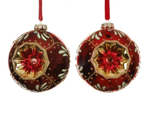Baubles GLASS Sparkles In Middle 2 Assorted D.10cm Keans Claremorris
