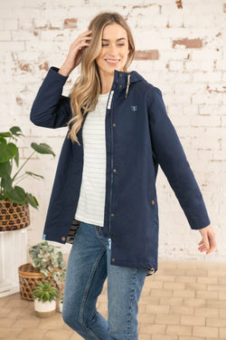 Ladies Beachcomber Long Coat Indigo, waterproof, windproof, breathable, adjustable hood, zipped pockets – Keans Claremorris