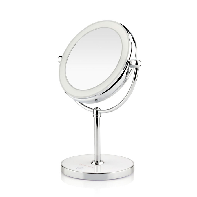Beautifly LED Makeup Mirror Silver with 10x magnification, adjustable LED light, touch sensor, USB-C powered – Kean’s
