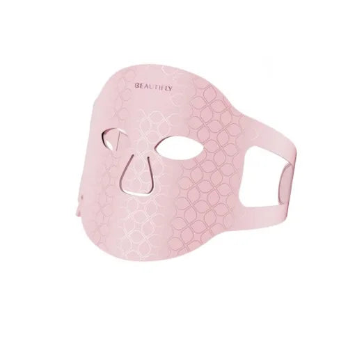 Beautifly Aura Glam PRO Pink LED Collagen Mask with 5-in-1 light therapy, cooling tech, 24K gold magnets – available at
