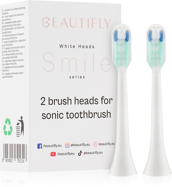 Beautifly White Smile 2pcs replacement toothbrush heads, gentle plaque removal, precision cleaning, from Kean’s Claremorris.