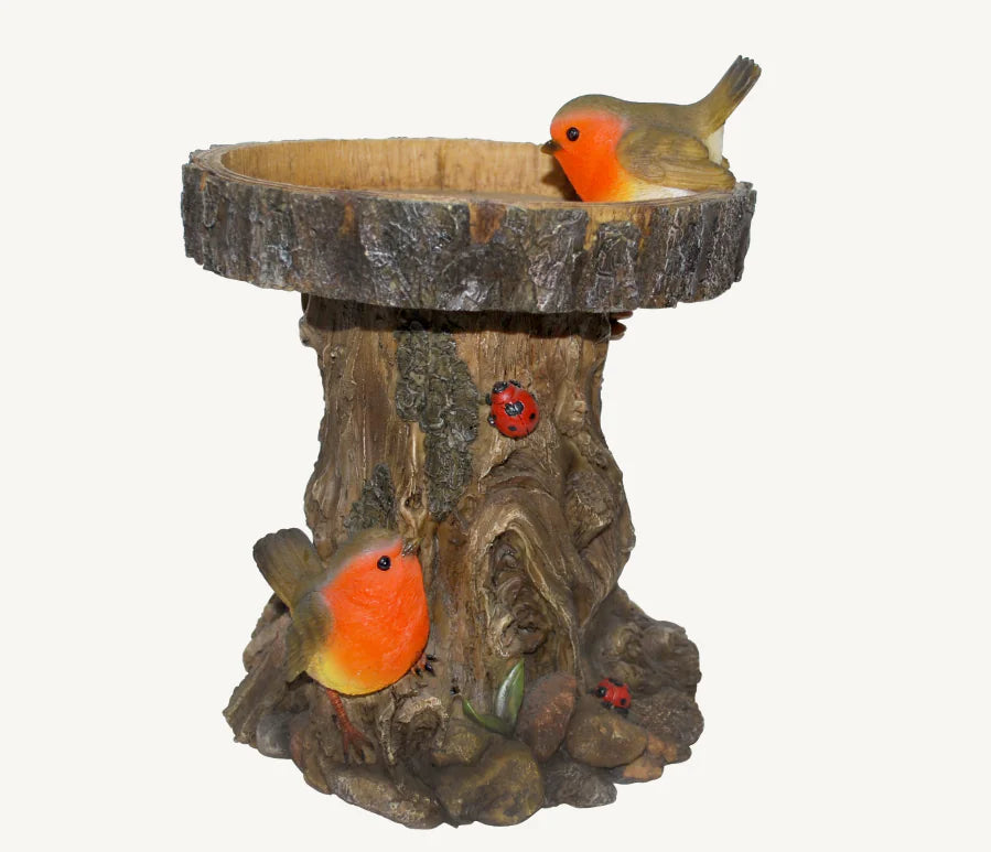 Bird Feeder BC Treetrunk Feeder with Robins, durable frostproof resin, UV resistant, 19x21x19cm – Keans Claremorris