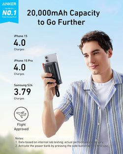 Anker Zolo Power Bank 10K with Built-In USB-C Cable – Black| A110DH11