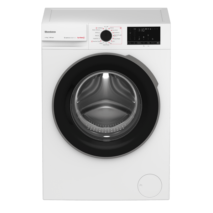 Blomberg 8kg 1400rpm front load washing machine with SpinSave, Steam, A rated energy efficiency – available at Kean’s