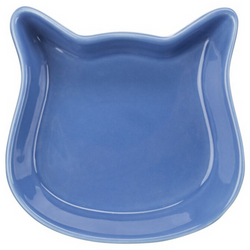 Trixie Cat Face Ceramic Bowl, shallow stoneware dish with non-slip base, dishwasher-safe, 12cm diameter – Keans Claremorris