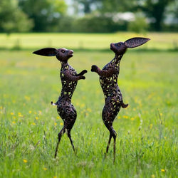Bronze Boxing Hares Sculpture Keans Claremorris