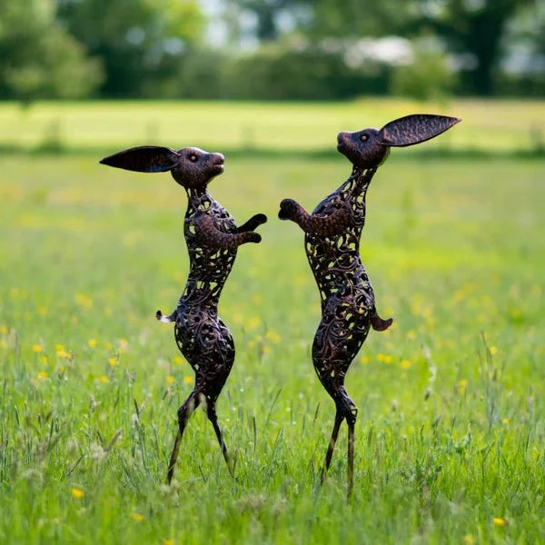 Bronze Boxing Hares Sculpture Keans Claremorris
