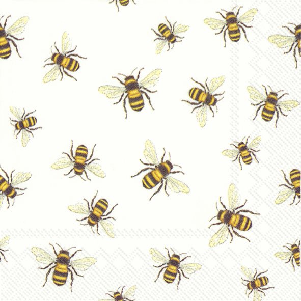 Save The Bees!! White Cocktail Napkins