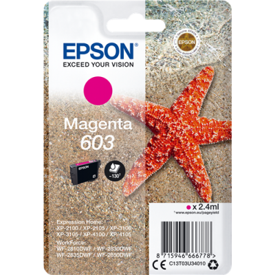 Epson Starfish 603 Magenta Ink Cartridge C13T03U34010 for Epson XP and WorkForce printers, 2.4ml, 130 pages - Keans