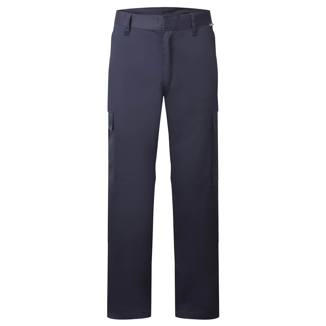 Navy Portwest Combat Trousers with six pockets and reinforced seams, shown front view on white background.
